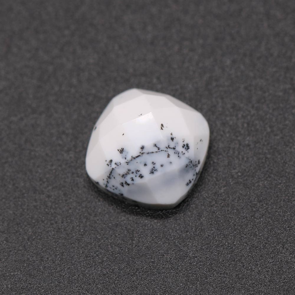 Dendritic Opal Cushion Checker Cut Faceted Cab