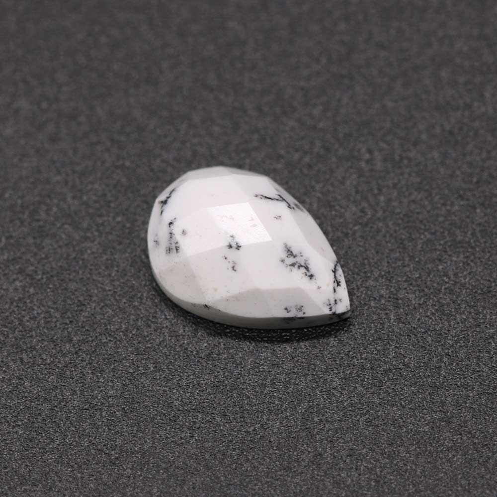 Dendritic Opal Pear Checker Cut Faceted Cab