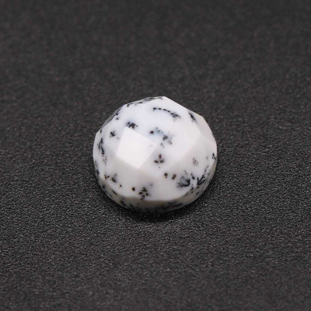 Dendritic Opal Round Checker Cut Faceted Cab