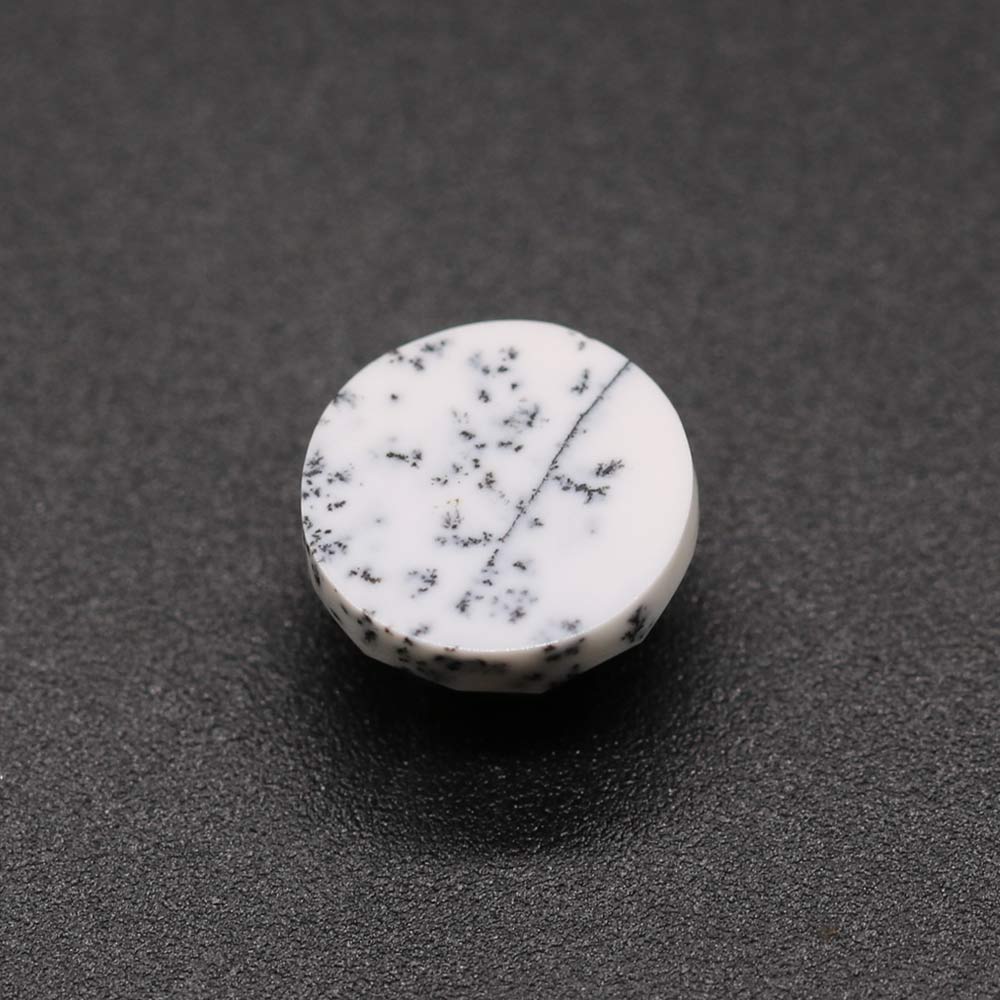 Dendritic Opal Round Checker Cut Faceted Cab