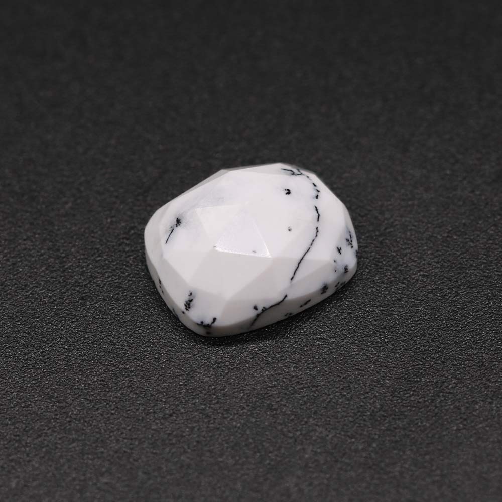 Dendritic Opal Elongated Cushion Rose Cut Faceted Cab