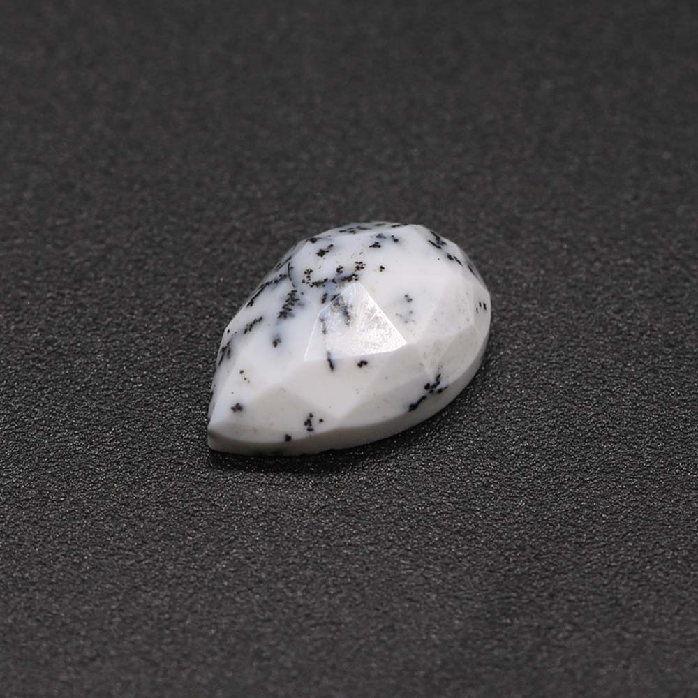 Dendritic Opal Pear Rose Cut Faceted Cab