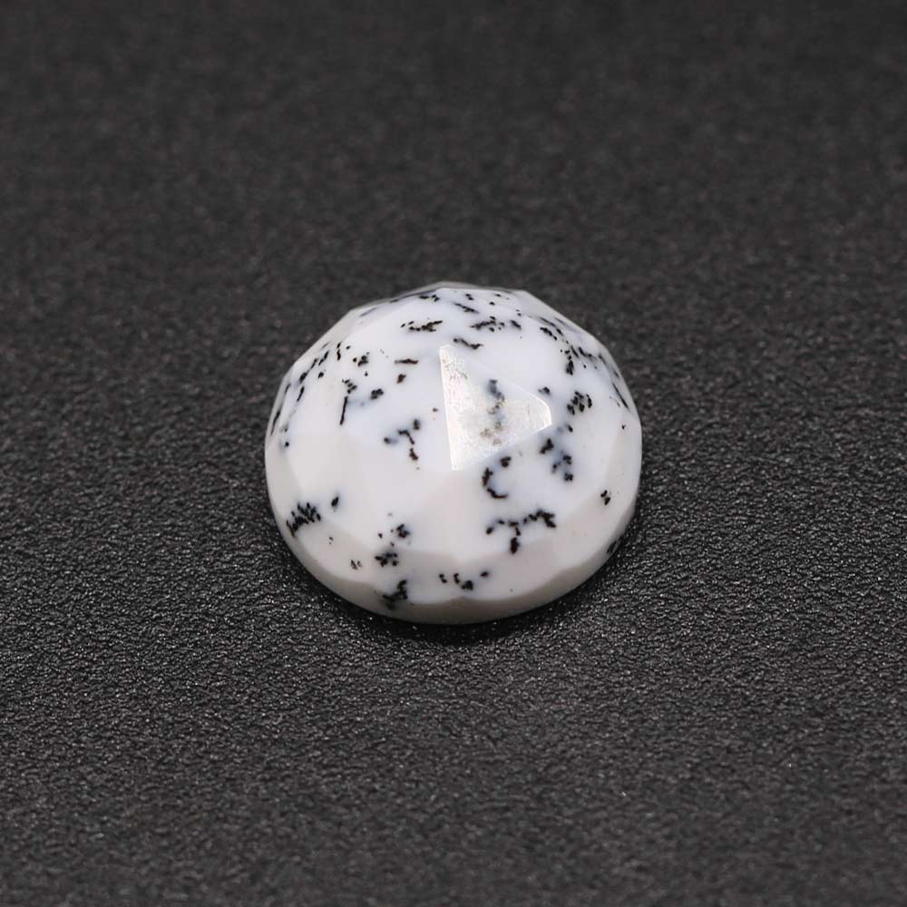 Dendritic Opal Round Rose Cut Faceted Cab