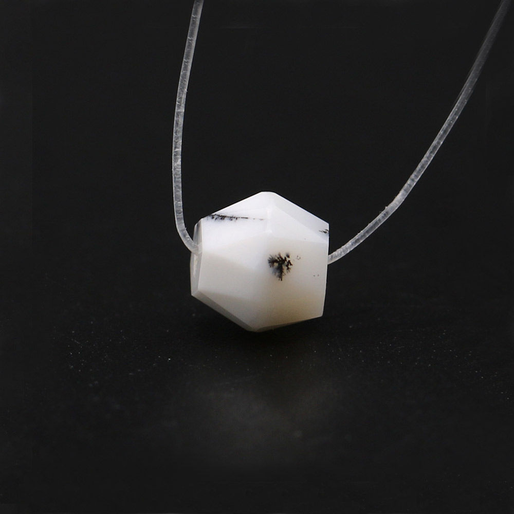 Dendritic Opal Bicone Faceted (Full Drill)