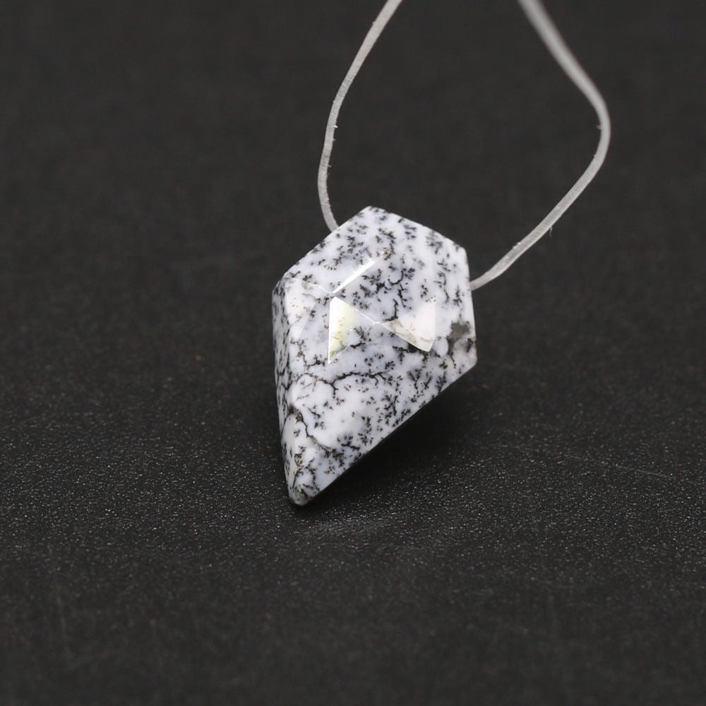 Dendritic Opal Kite Faceted (Side Drill)