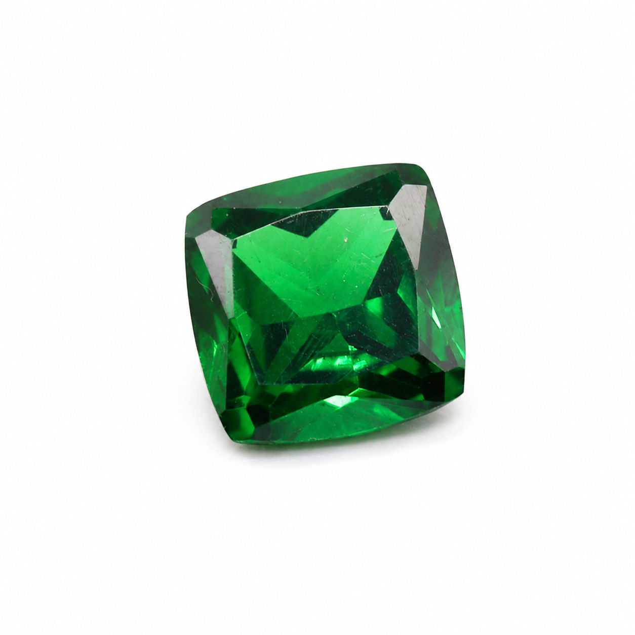 Cubic Zirconia (Emerald Color) Cushion Faceted