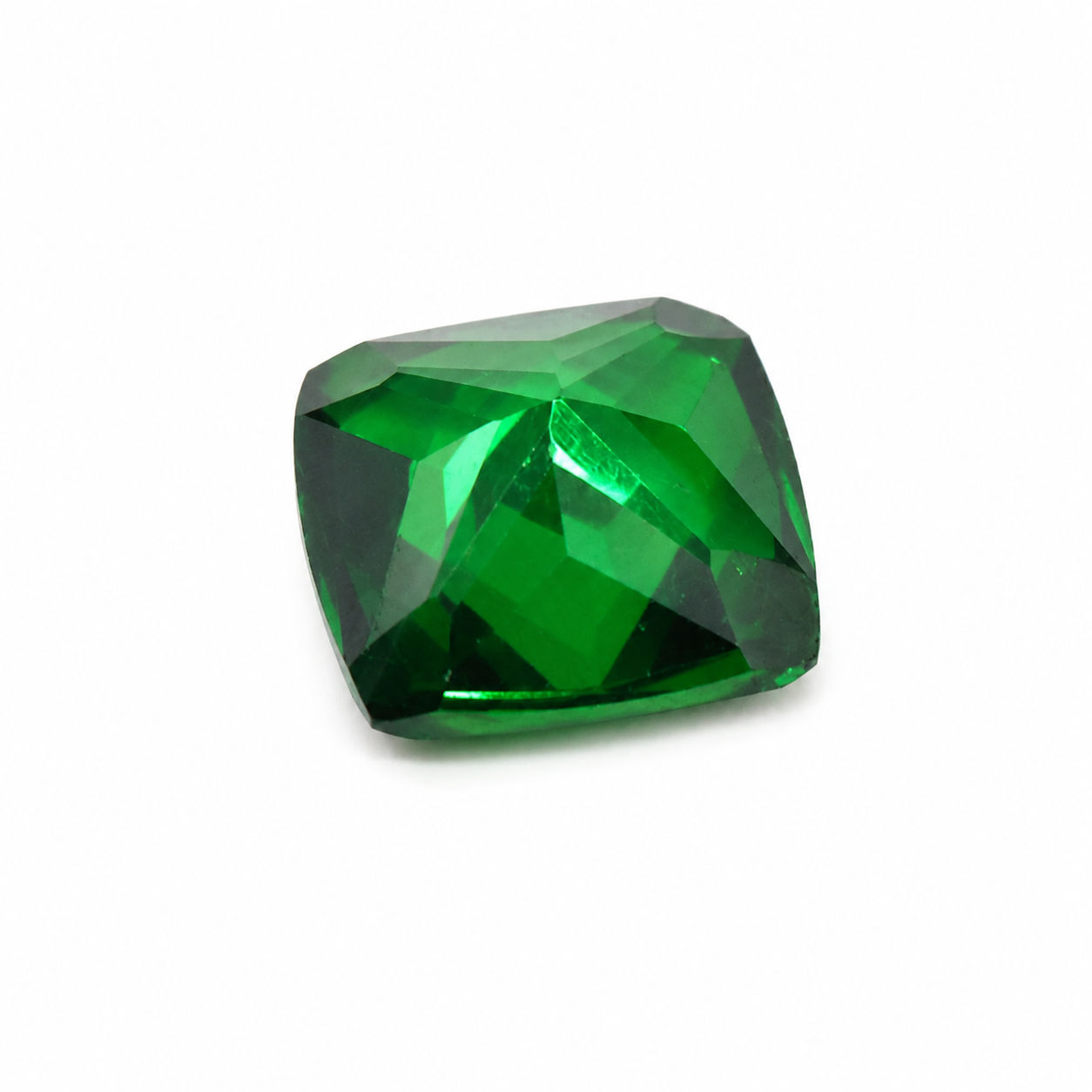 Cubic Zirconia (Emerald Color) Cushion Faceted