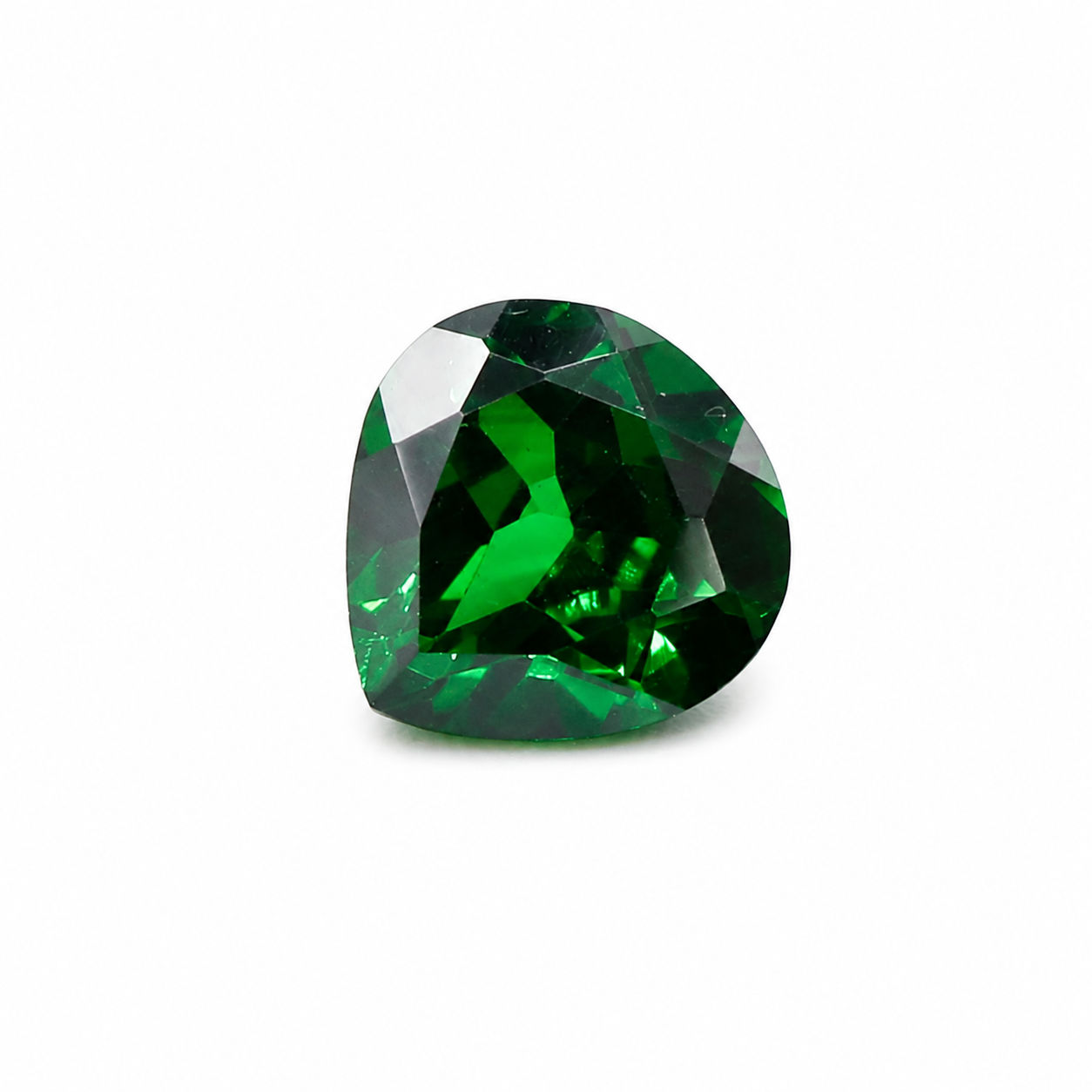 Cubic Zirconia (Emerald Color) Heart Shape Faceted