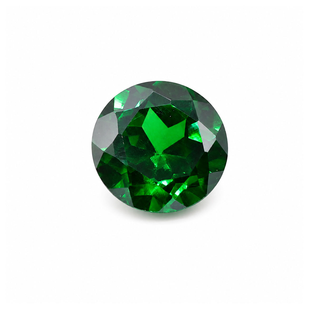 Cubic Zirconia (Emerald Color) Round Faceted