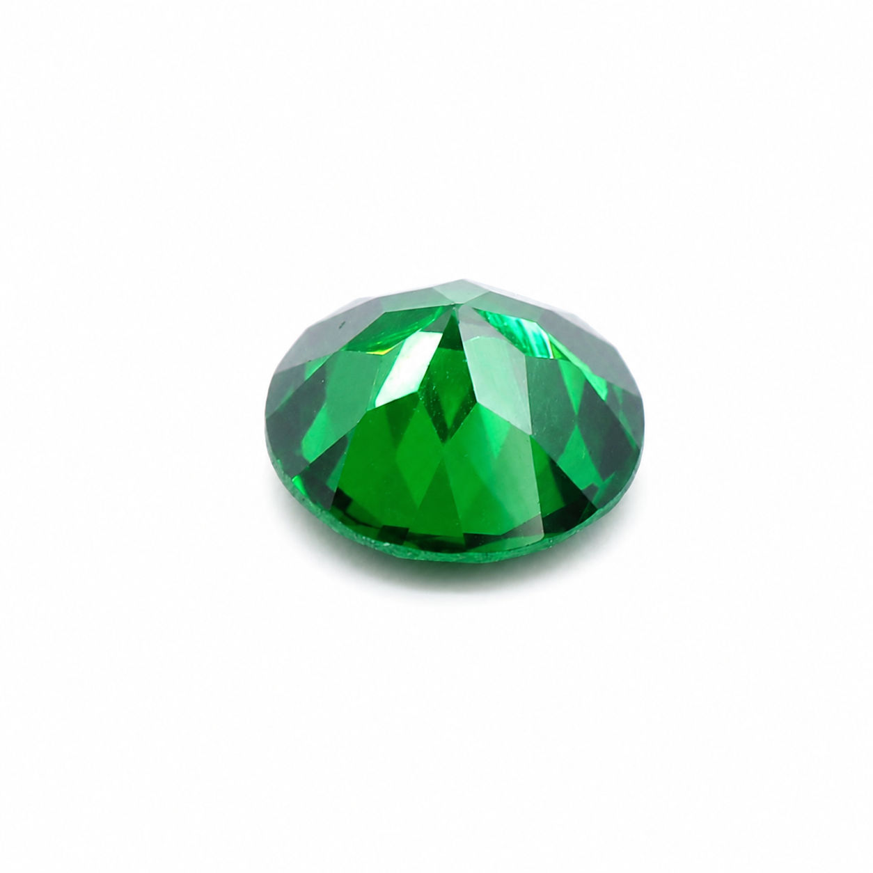 Cubic Zirconia (Emerald Color) Round Faceted