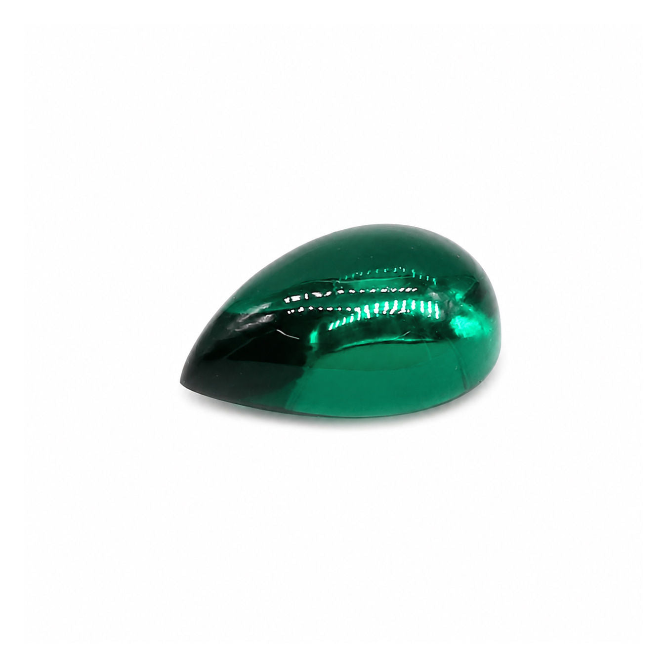 Created Emerald (Zambian Color) Pear Cabochon