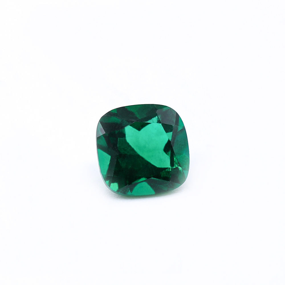 Created Emerald (Zambian Color) Cushion Faceted