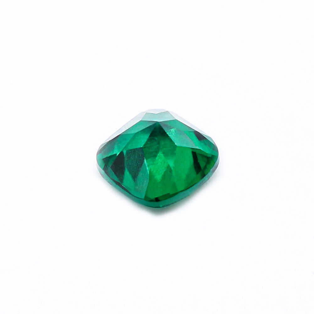 Created Emerald (Zambian Color) Cushion Faceted
