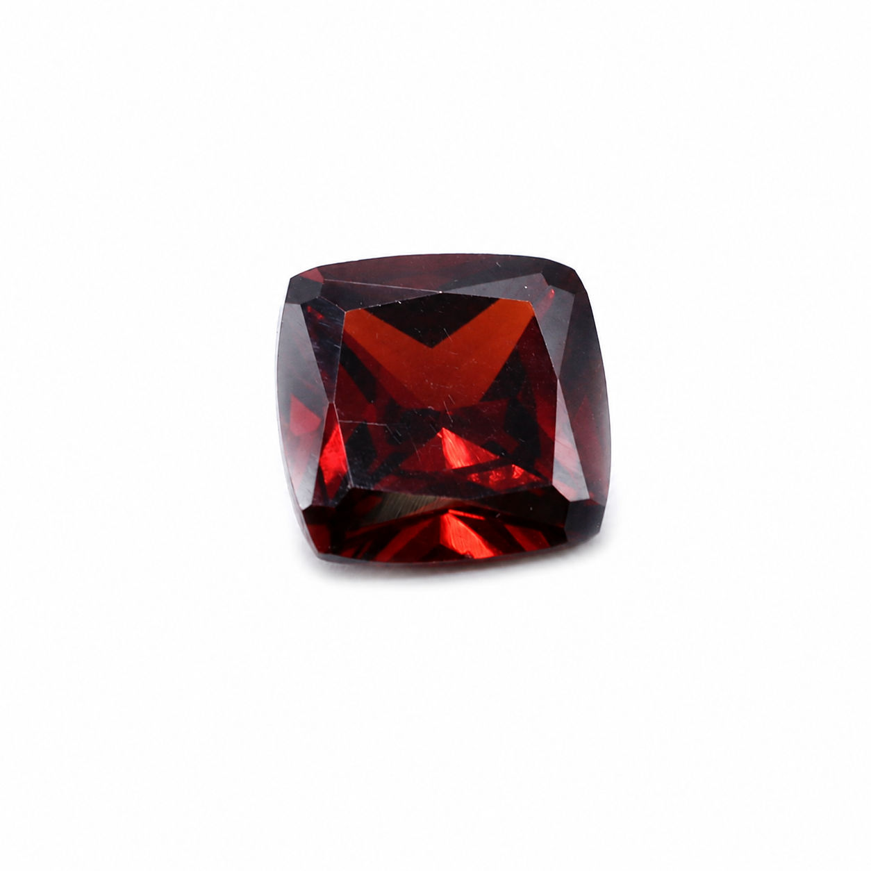 Cubic Zirconia (Garnet Color) Cushion Faceted