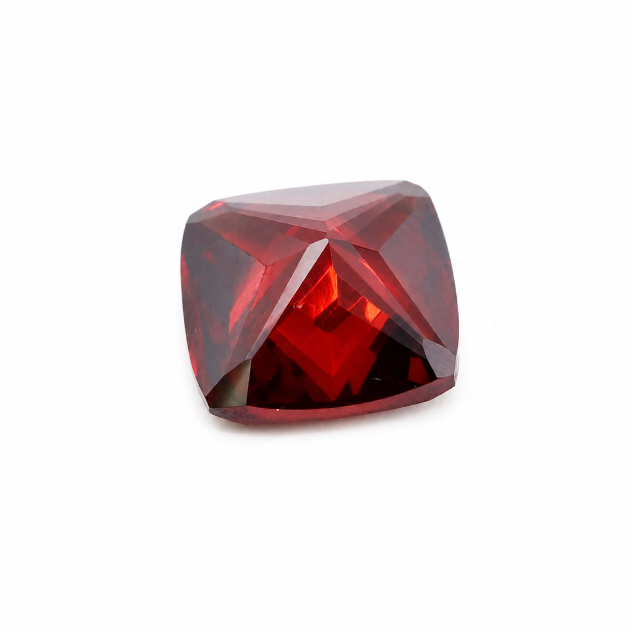 Cubic Zirconia (Garnet Color) Cushion Faceted