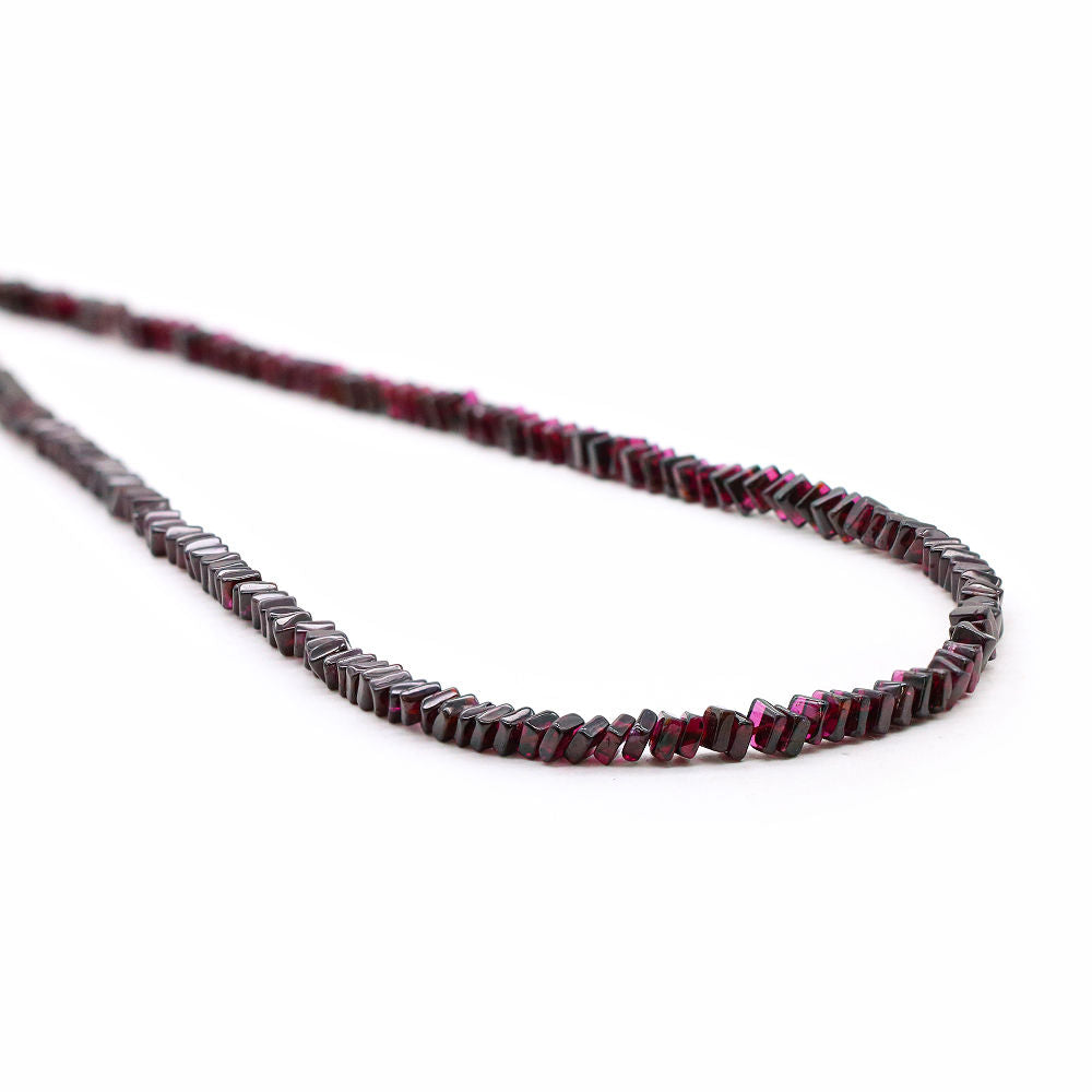 Indian Garnet 5mm Smooth Square Beaded Necklace with Metal Hook