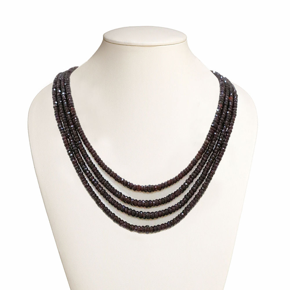 Mozambique Garnet 5mm to 6mm Rondelle Faceted Beaded Necklace