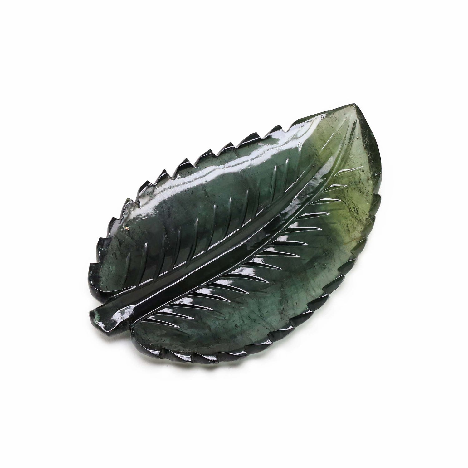Green Tourmaline 61x33mm Carved Leaf
