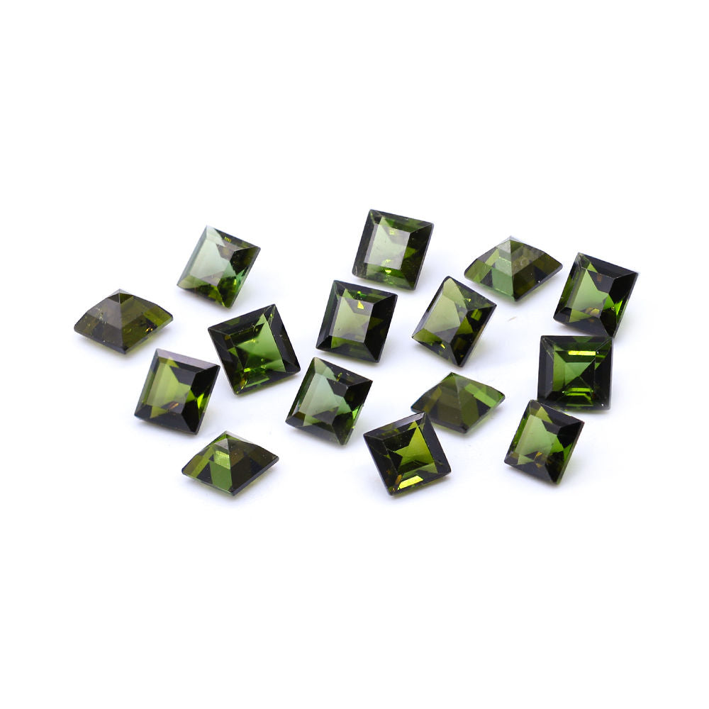 Green Tourmaline 4mm Square Faceted