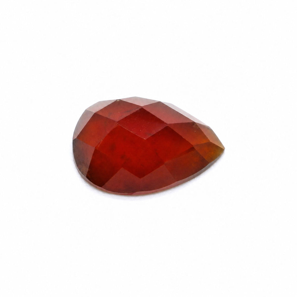 Hessonite Pear Checker Cut Faceted Cab