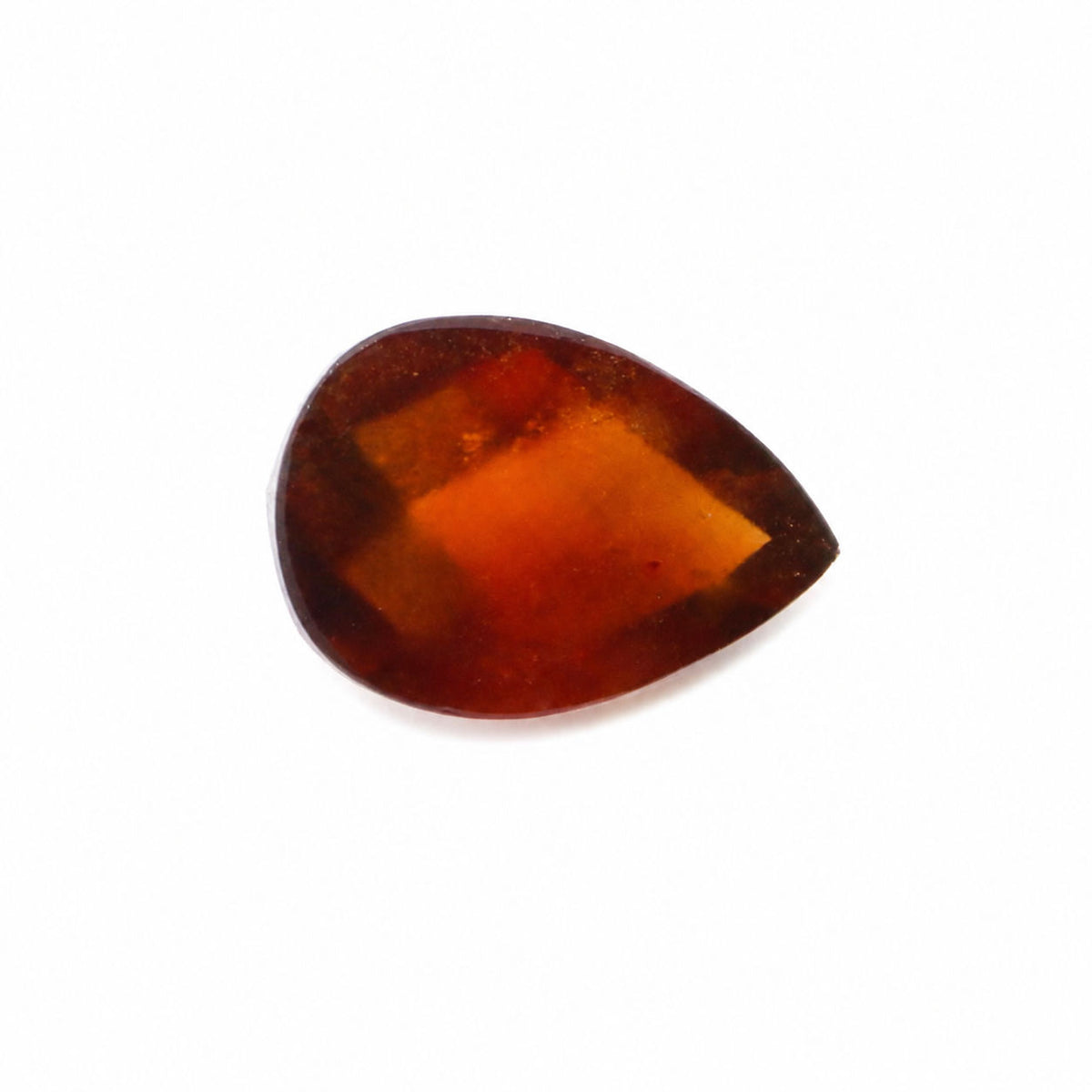 Hessonite Pear Checker Cut Faceted Cab