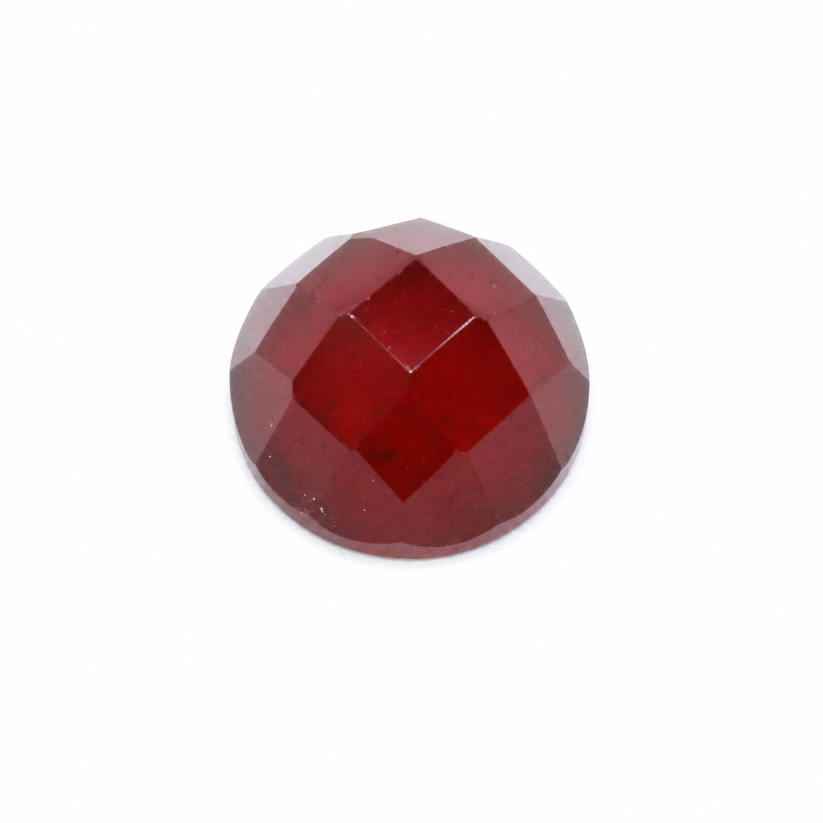 Hessonite Round Checker Cut Faceted Cab