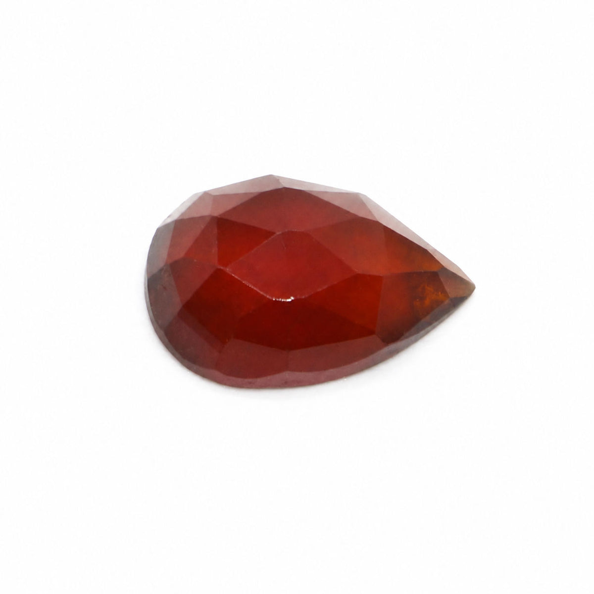 Hessonite Pear Rose Cut Faceted Cab