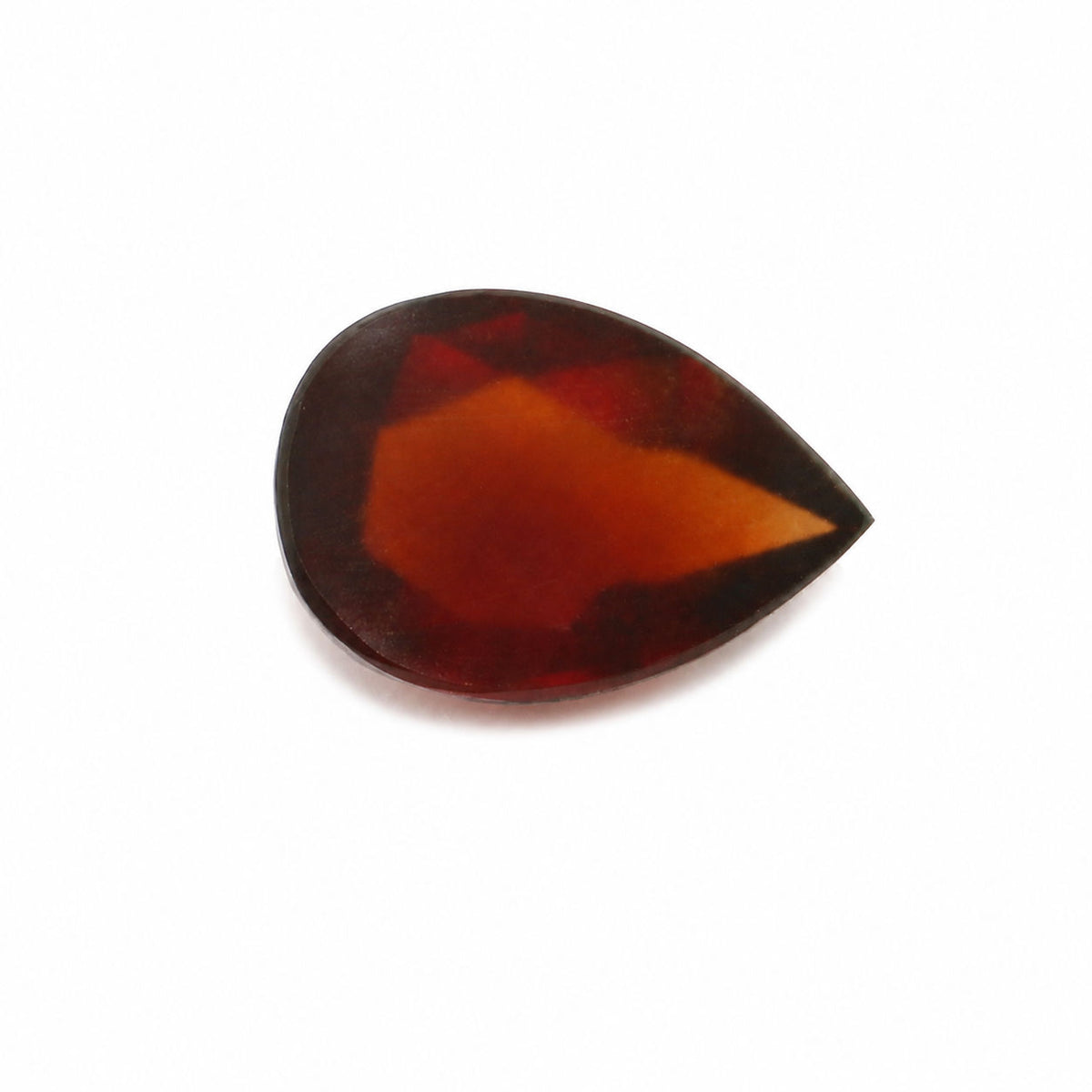 Hessonite Pear Rose Cut Faceted Cab
