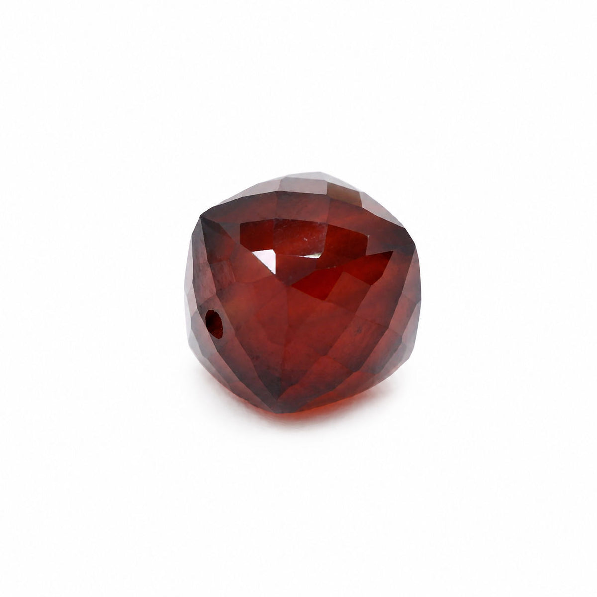 Hessonite Cube Faceted (Full Drill)