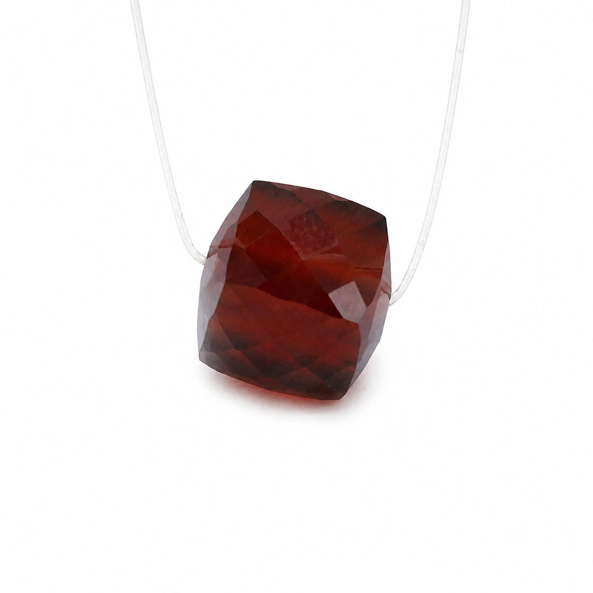 Hessonite Cube Faceted (Full Drill)