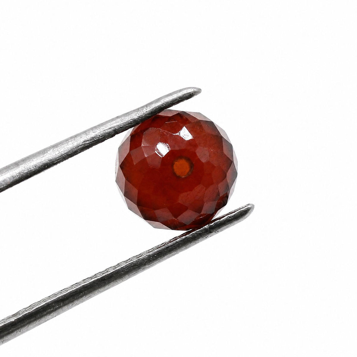 Hessonite Faceted Round Balls (Half Drill)