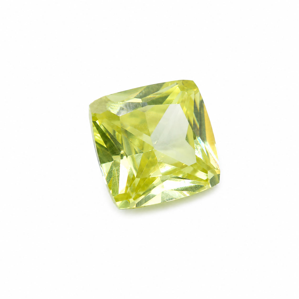 Cubic Zirconia (Lemon Color) Cushion Faceted