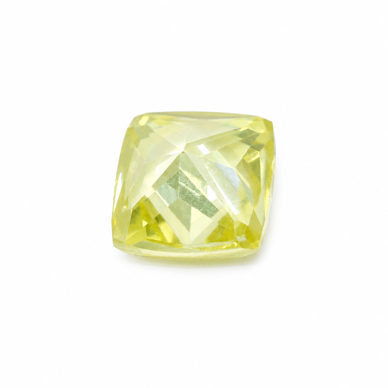 Cubic Zirconia (Lemon Color) Cushion Faceted