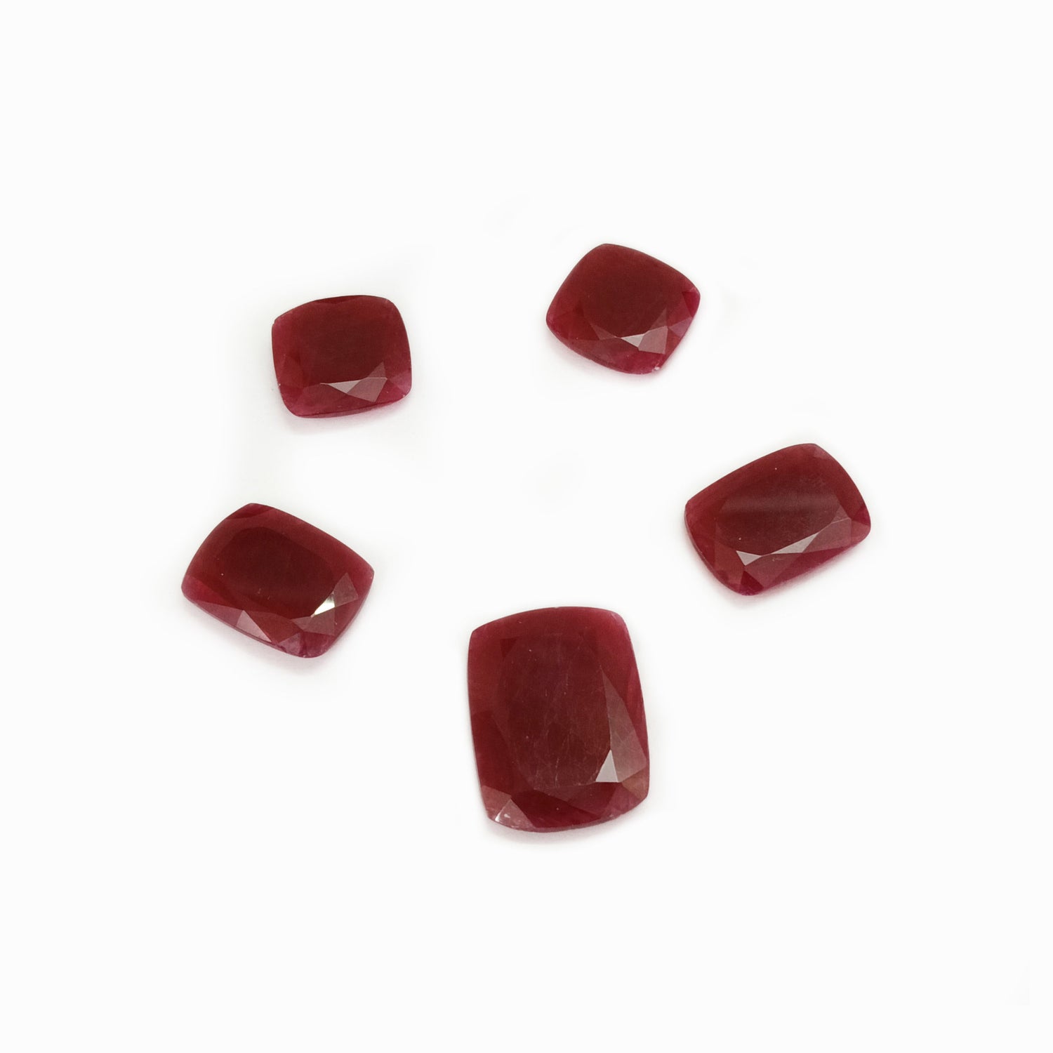 Natural Ruby (Longido) (Untreated) 13x13mm to 20x15mm Cushion Faceted