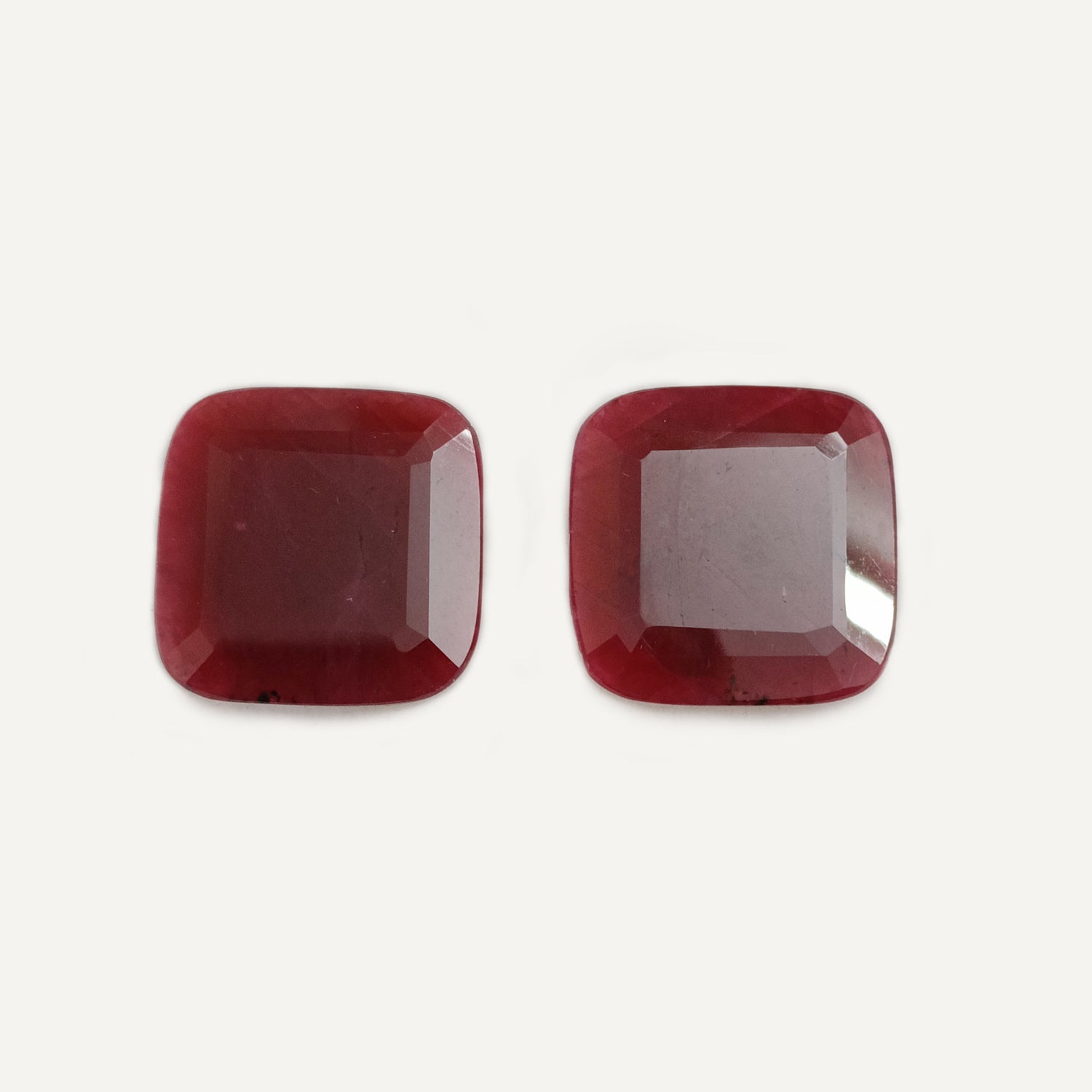 Natural Ruby (Longido) (Untreated) 20mm Cushion Faceted Pair
