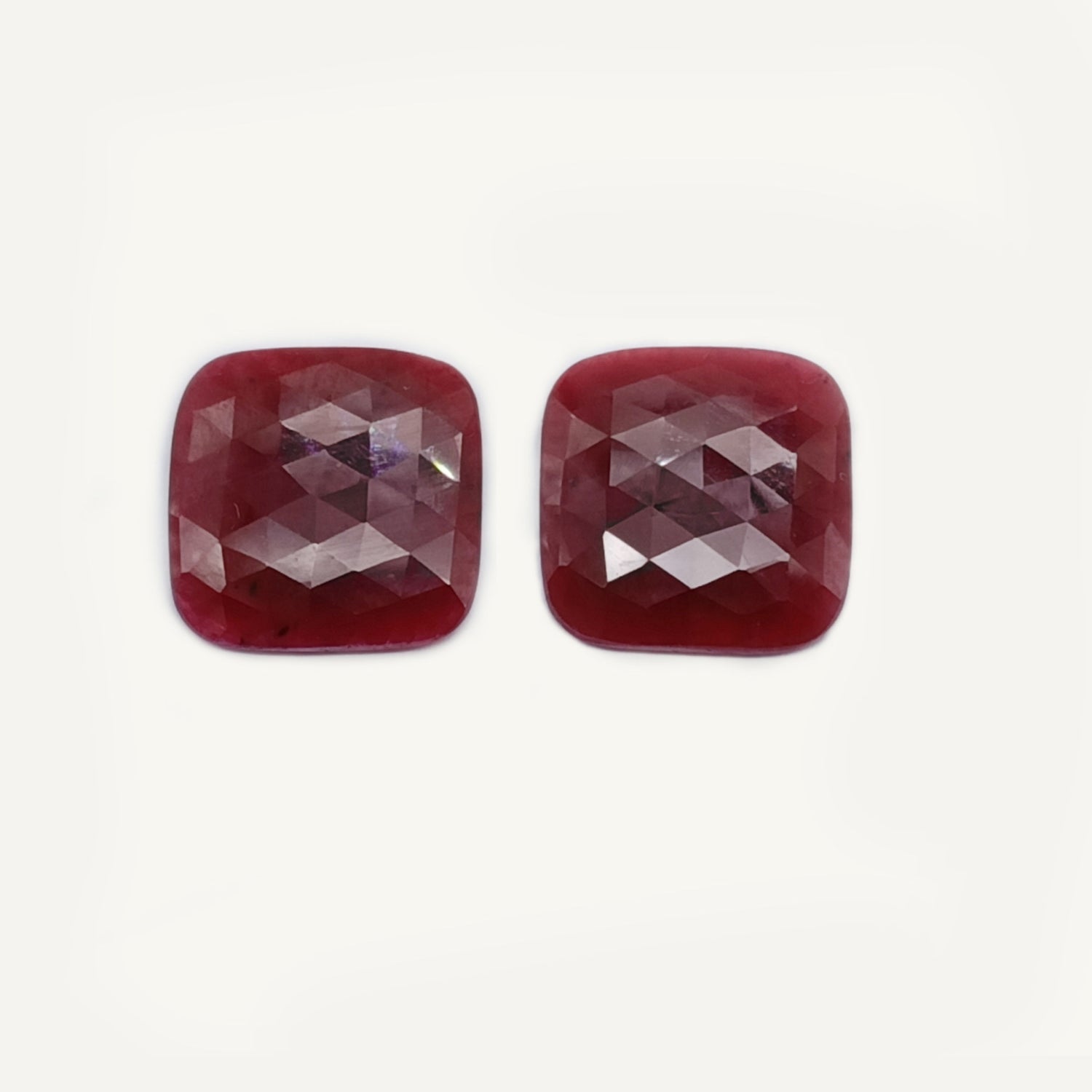 Natural Ruby (Longido) (Untreated) 20mm Cushion Faceted Pair