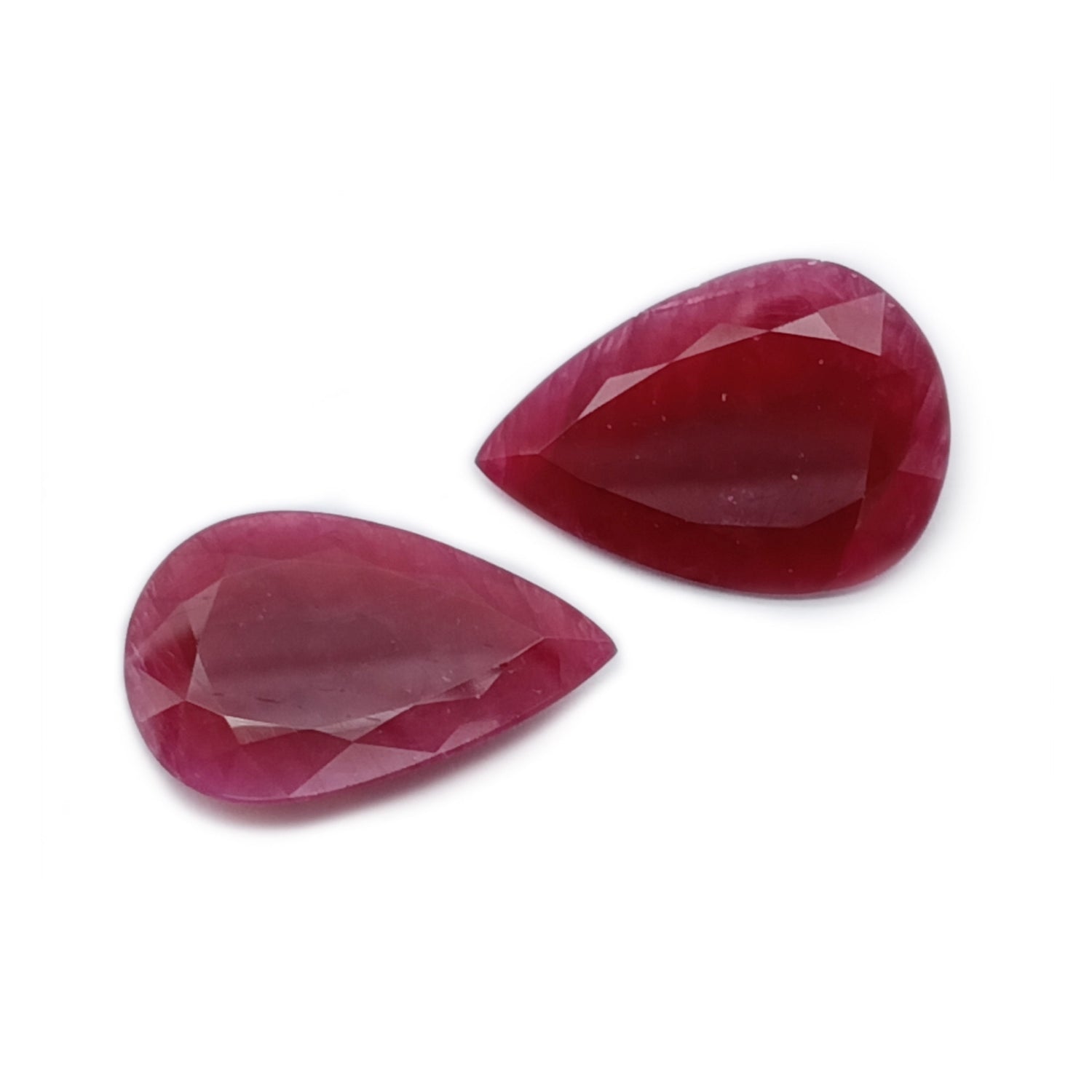 Natural Ruby (Longido) (Untreated) 25.50x18mm Pear Faceted Pair