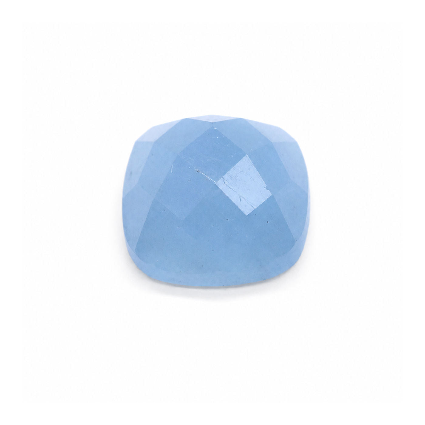 Aquamarine (Milky) Cushion Checker Cut Faceted Cab