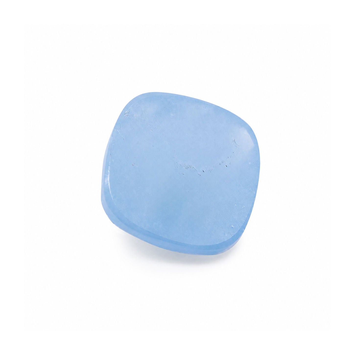 Aquamarine (Milky) Cushion Checker Cut Faceted Cab