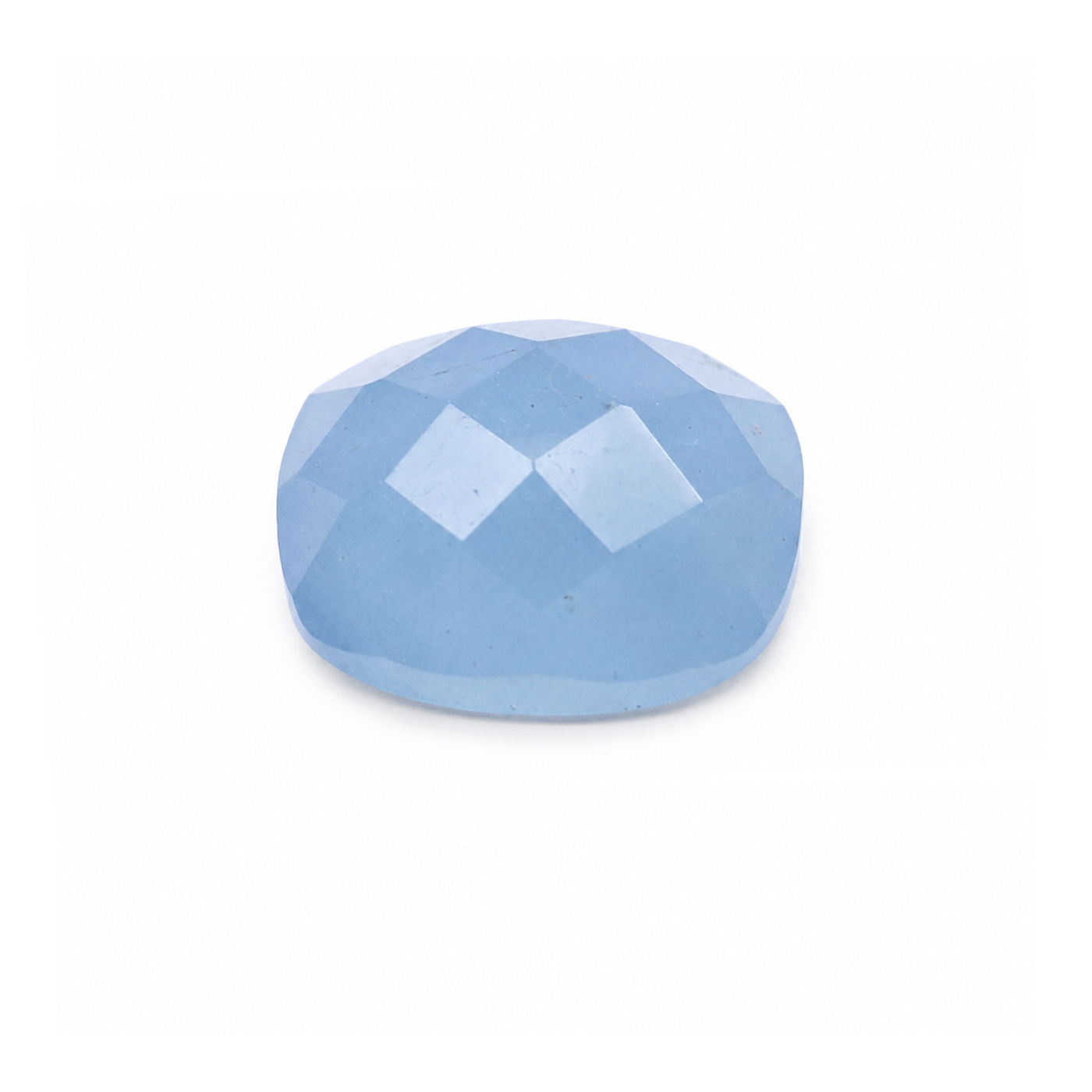 Aquamarine (Milky) Elongated Cushion Checker Cut Faceted Cab
