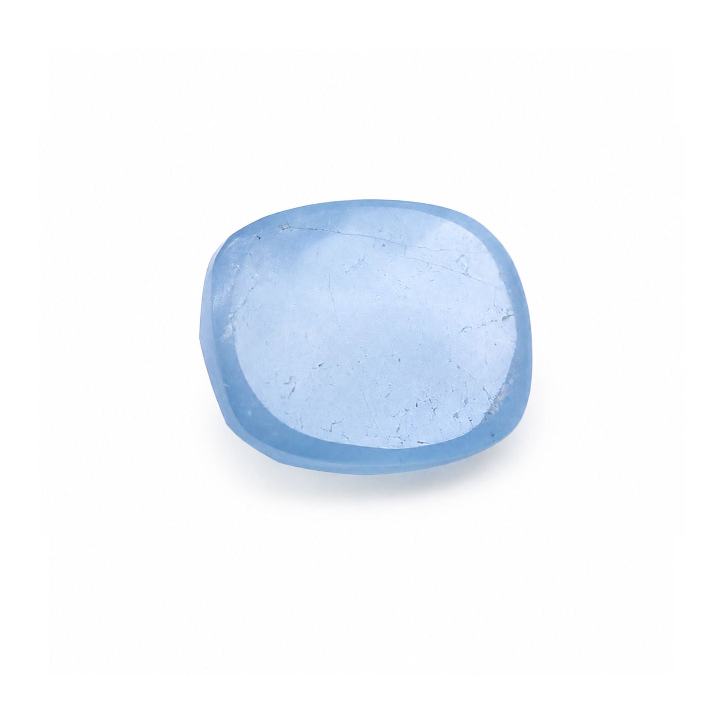 Aquamarine (Milky) Elongated Cushion Checker Cut Faceted Cab