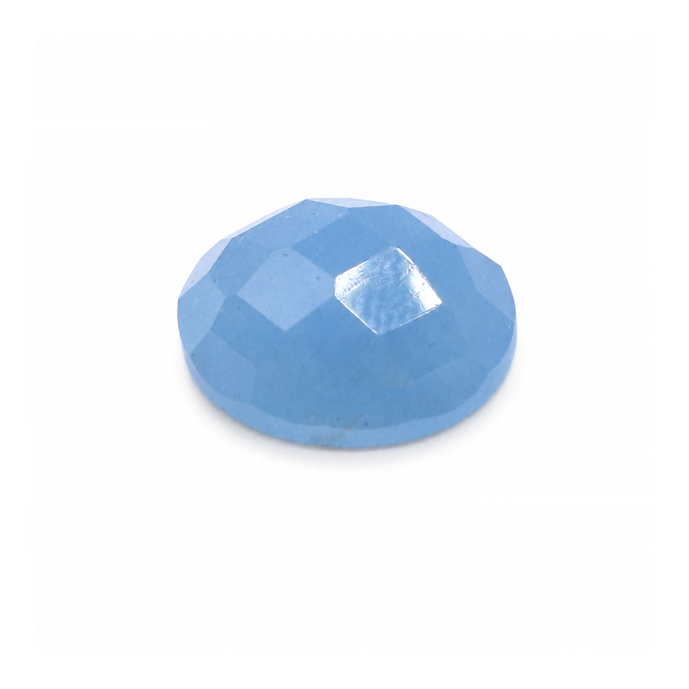 Aquamarine (Milky) Oval Checker Cut Faceted Cab