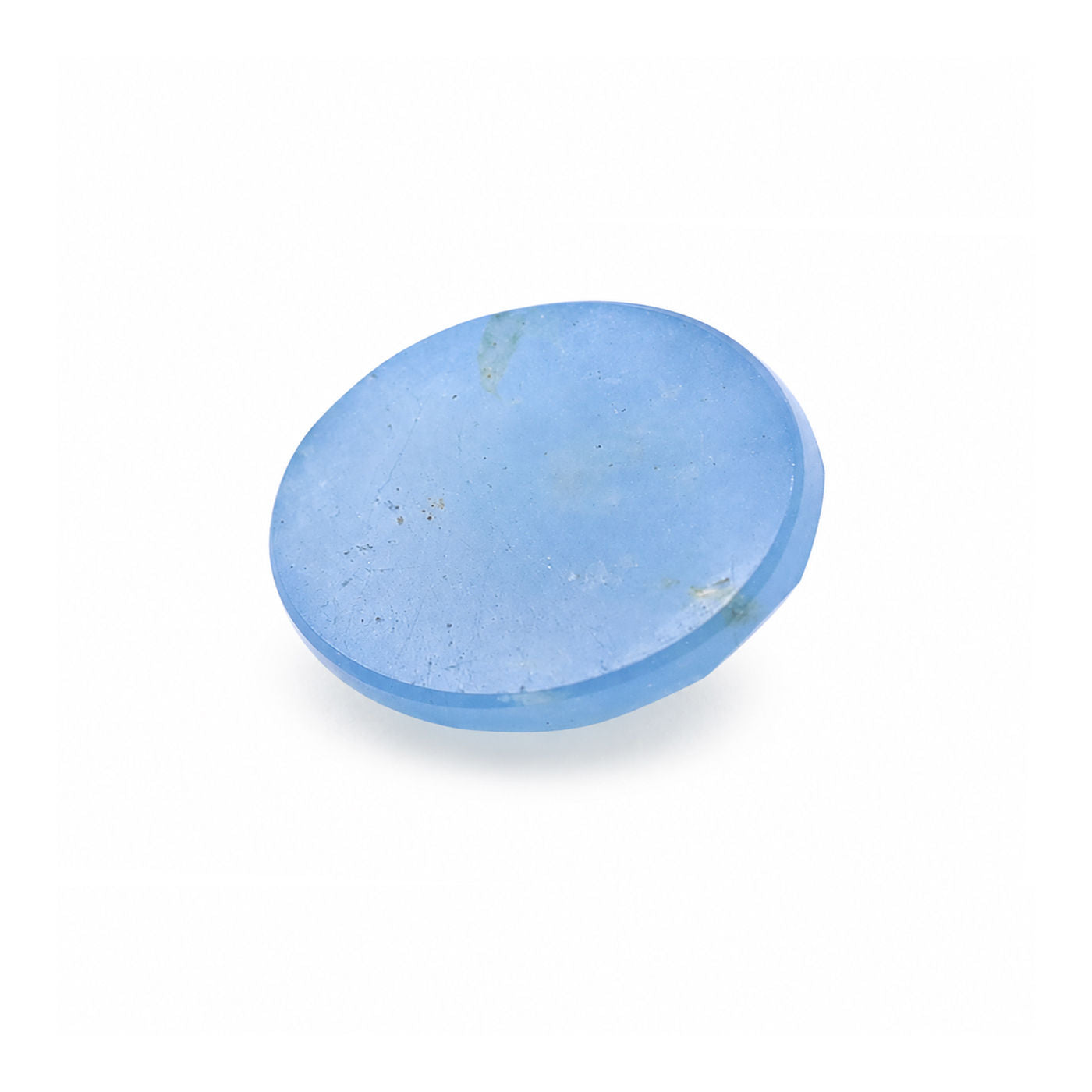 Aquamarine (Milky) Oval Checker Cut Faceted Cab