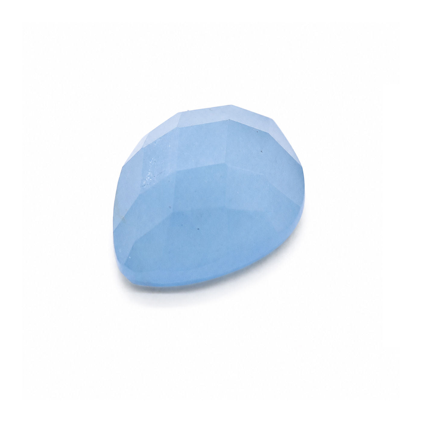 Aquamarine (Milky) Pear Checker Cut Faceted Cab