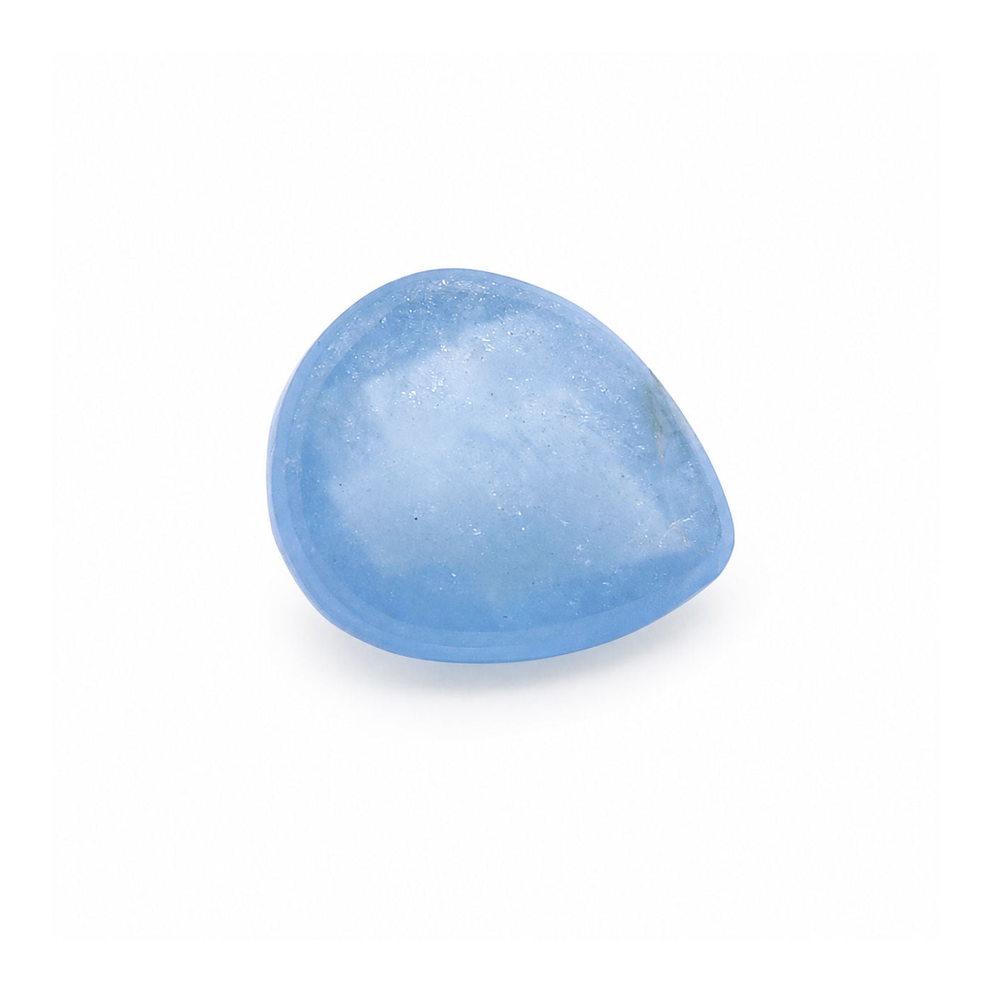 Aquamarine (Milky) Pear Checker Cut Faceted Cab