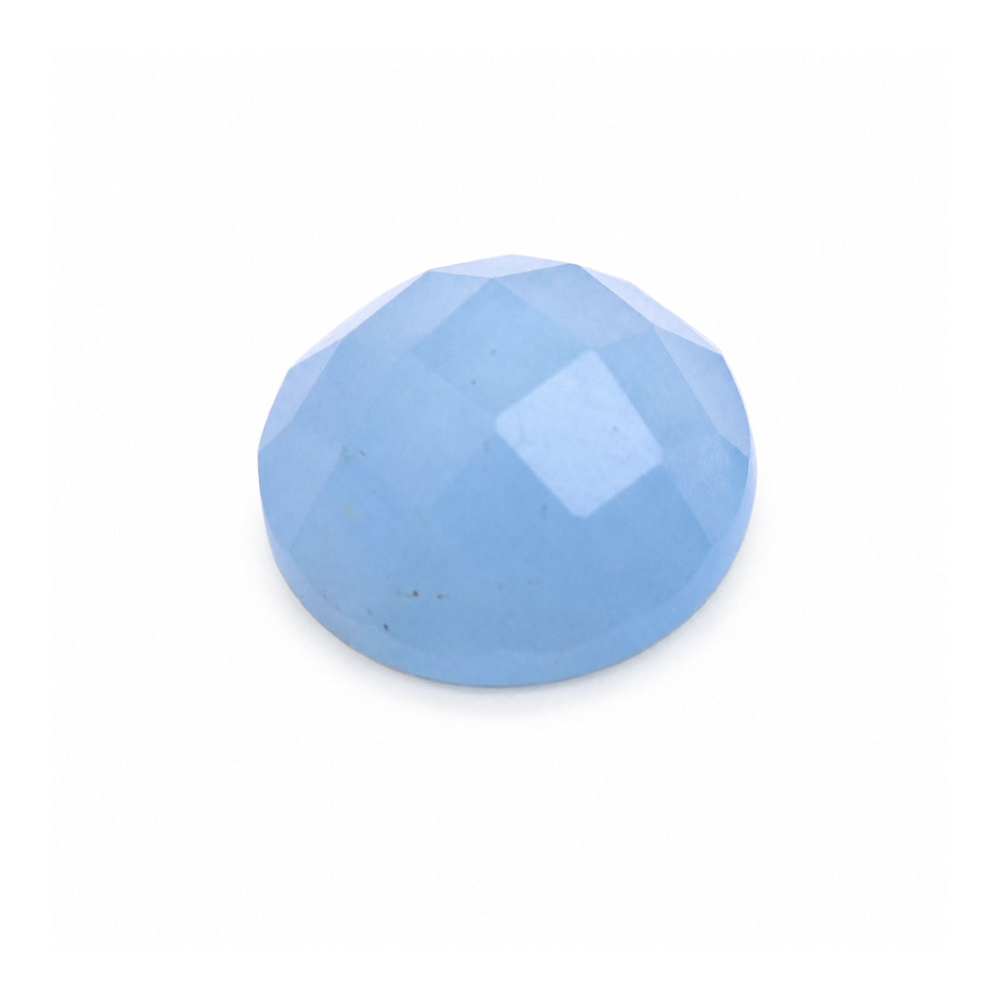 Aquamarine (Milky) Round Checker Cut Faceted Cab