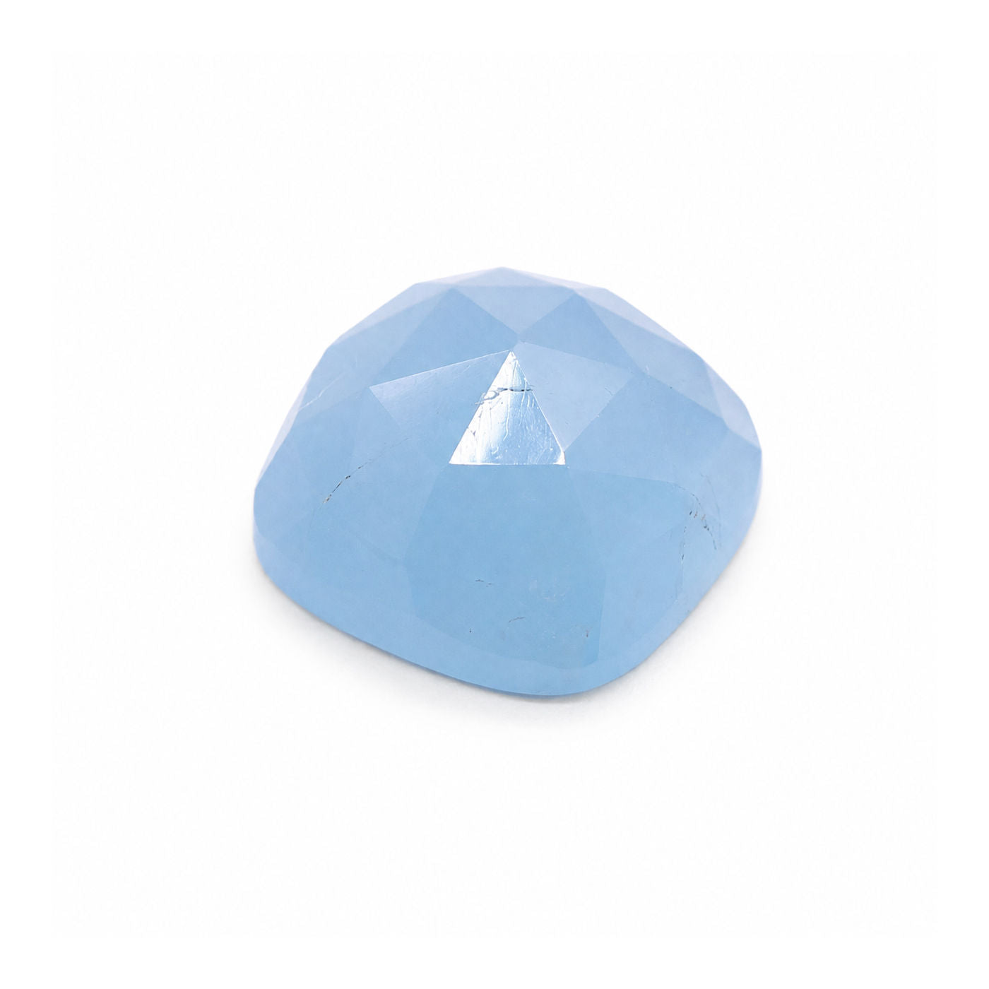 Aquamarine (Milky) Cushion Rose Cut Faceted Cab