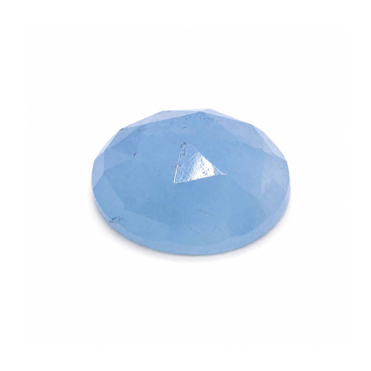 Aquamarine (Milky) Oval Rose Cut Faceted Cab