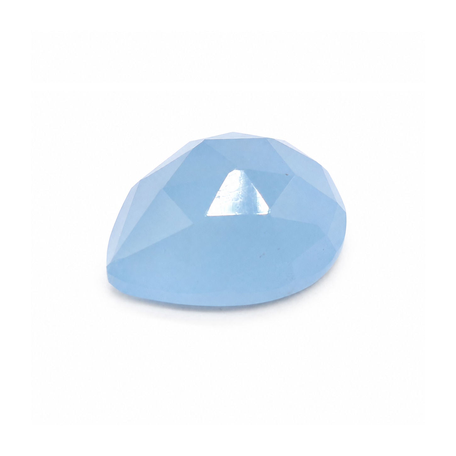 Aquamarine (Milky) Pear Rose Cut Faceted Cab