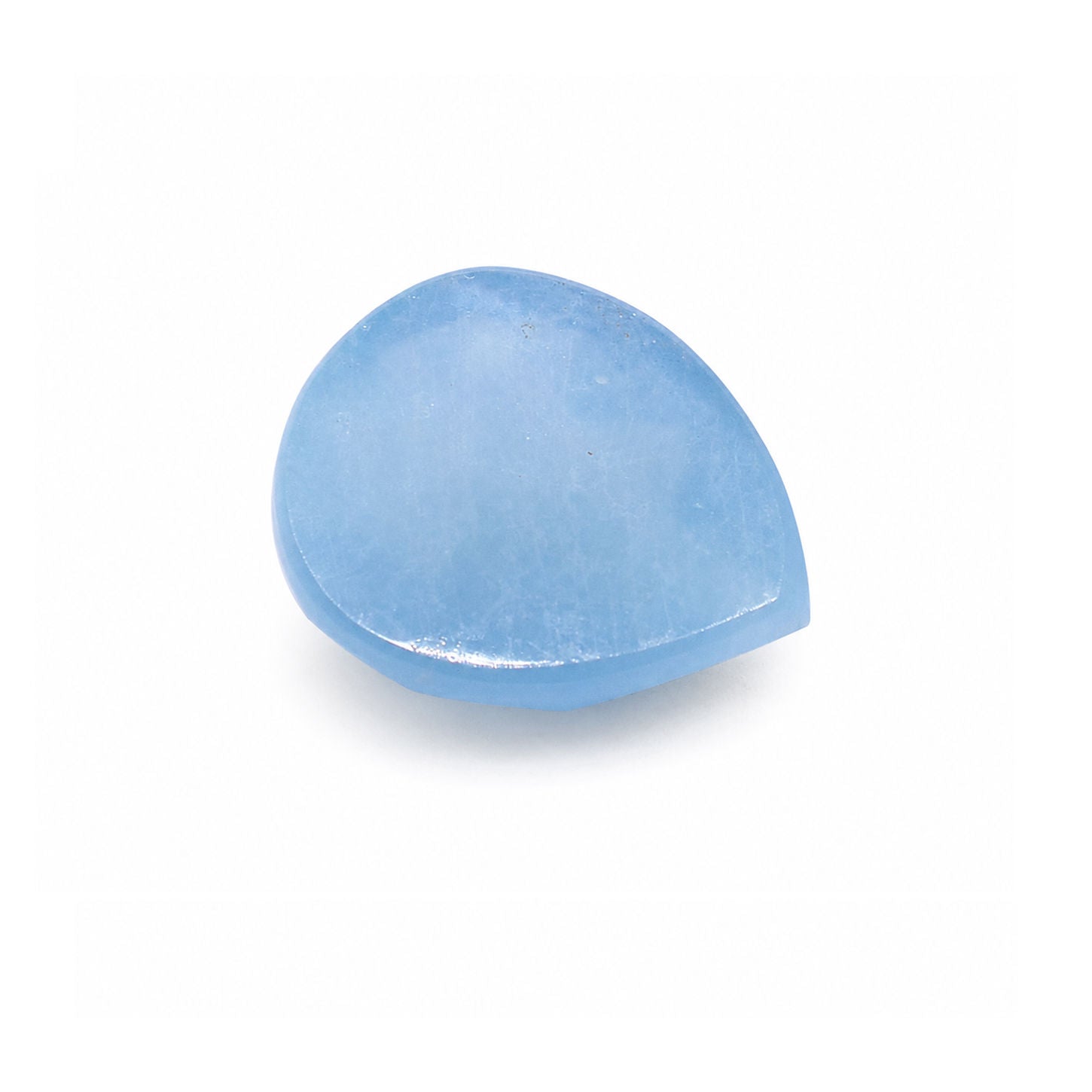 Aquamarine (Milky) Pear Rose Cut Faceted Cab